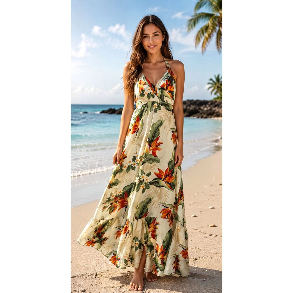 Pacific Legend maxi dress made in hawaii USA tropical beach vacation women XL
